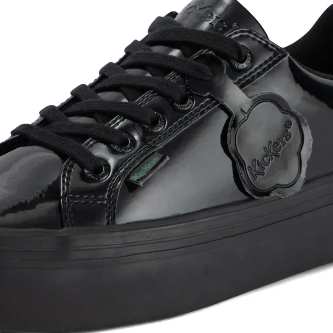 Tovni Stack pour jeunes filles en simili cuir verni noir